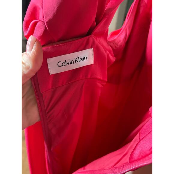 Calvin Klein Barbie Pink Satin Fit and Flare Gown Vintage 90's XS 00-2 - Picture 5 of 7